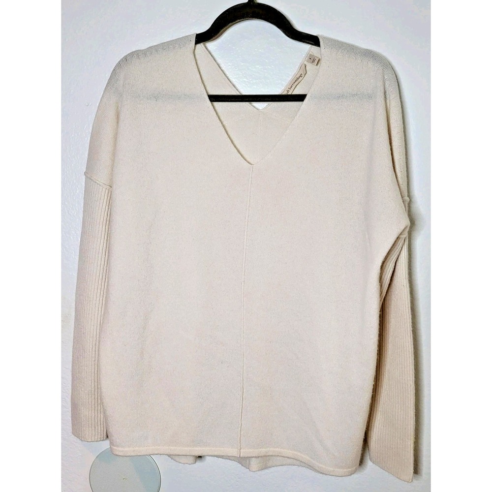 Soft Surroundings Etta 100% Cashmere Sweater Sz S Cream Quiet Luxury Slouchy